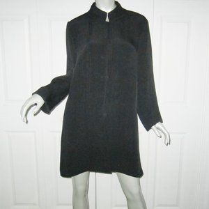EILEEN FISHER Black Knotted Button Textured Coat